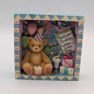 Cherished Teddies Happy Birthday Shadow Box (662410) 1999, Wall Hanging, Rare